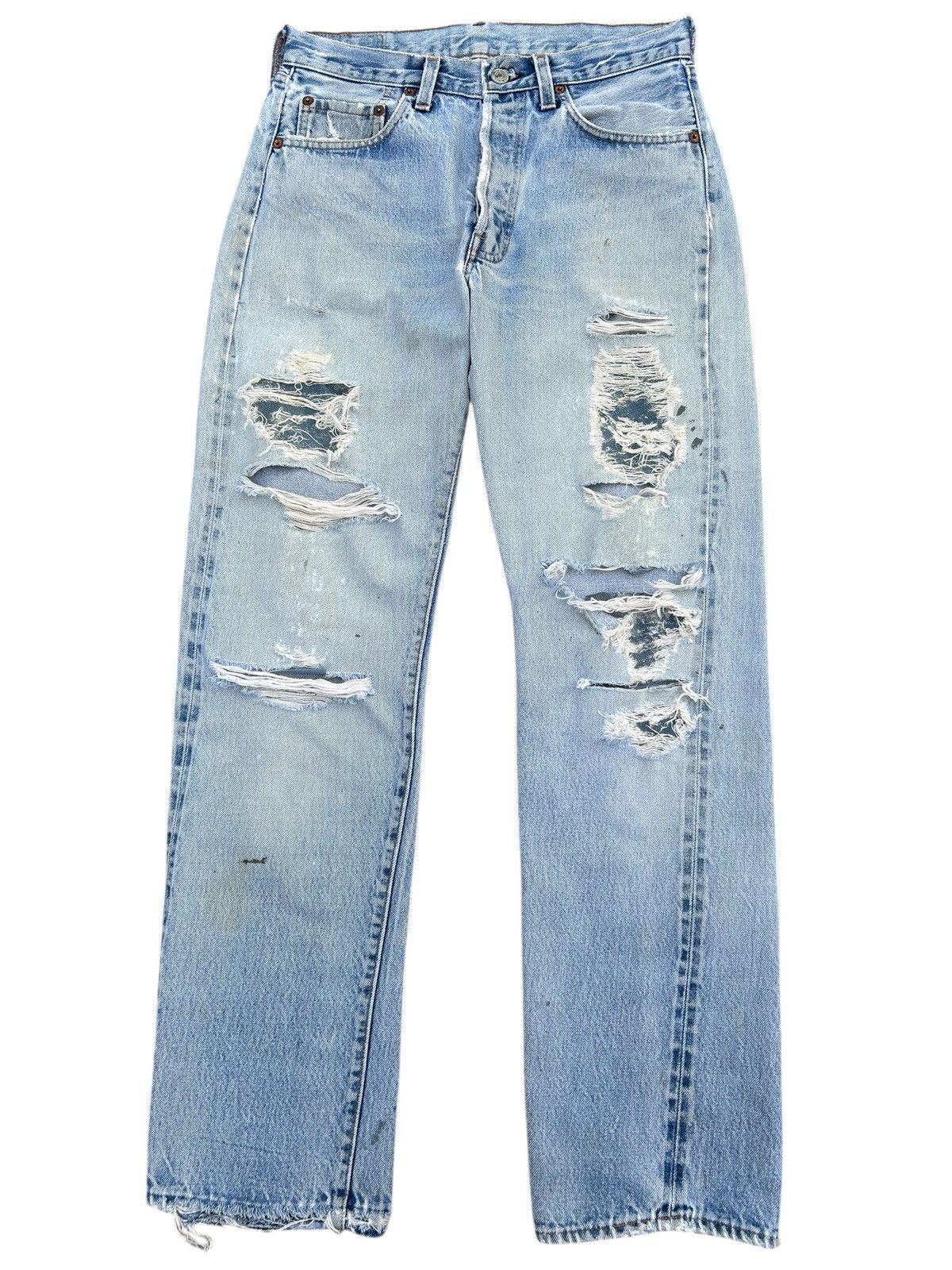 Levi's 80's THRASHED Levi's 524 Selvedge Reconstructed Repair Denim Size US 29 - 1 Thumbnail