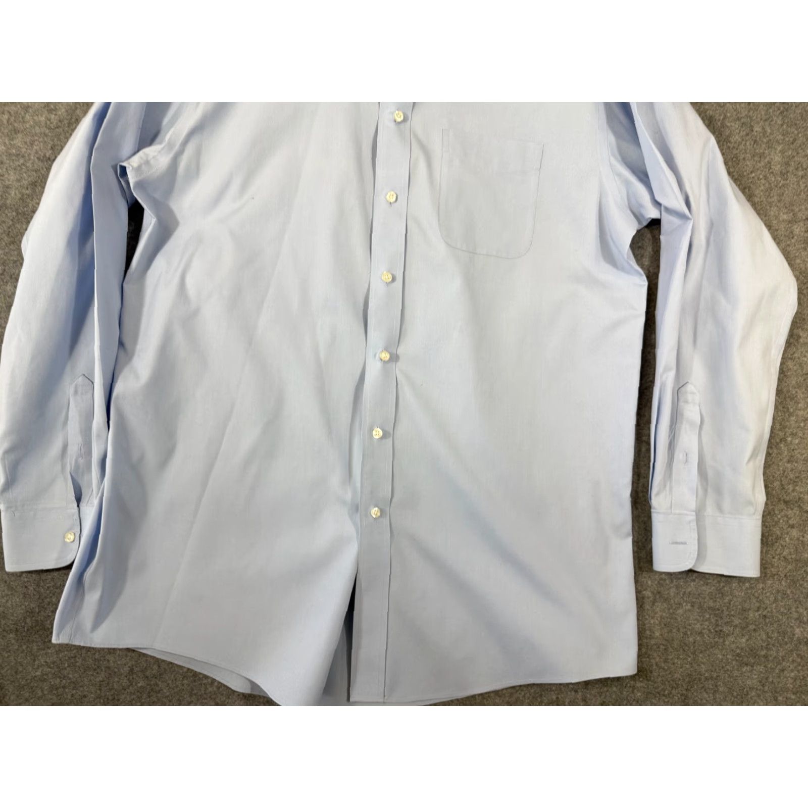Roundtree & Yorke VINTAGE Roundtree & Yorke Gold Label Dress Shirt Mens XL Blue Fitted 80s Non-Iron Size 46R - 4 Thumbnail