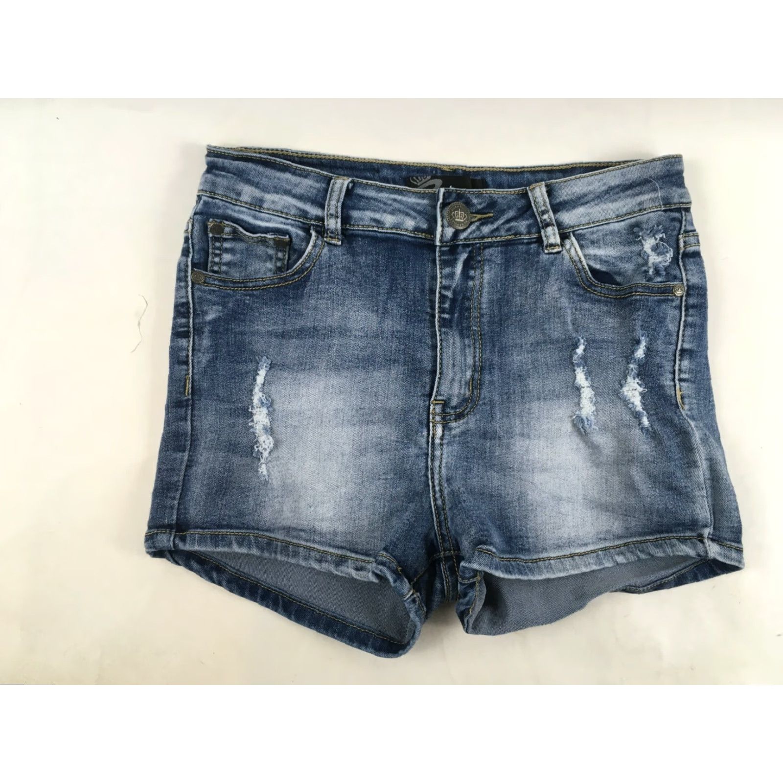 Denime Rock & Royal Jean Shorts Women's Medium Blue Denim Distressed Mid Rise Regular Size 32" / US 10 / IT 46 - 2 Thumbnail