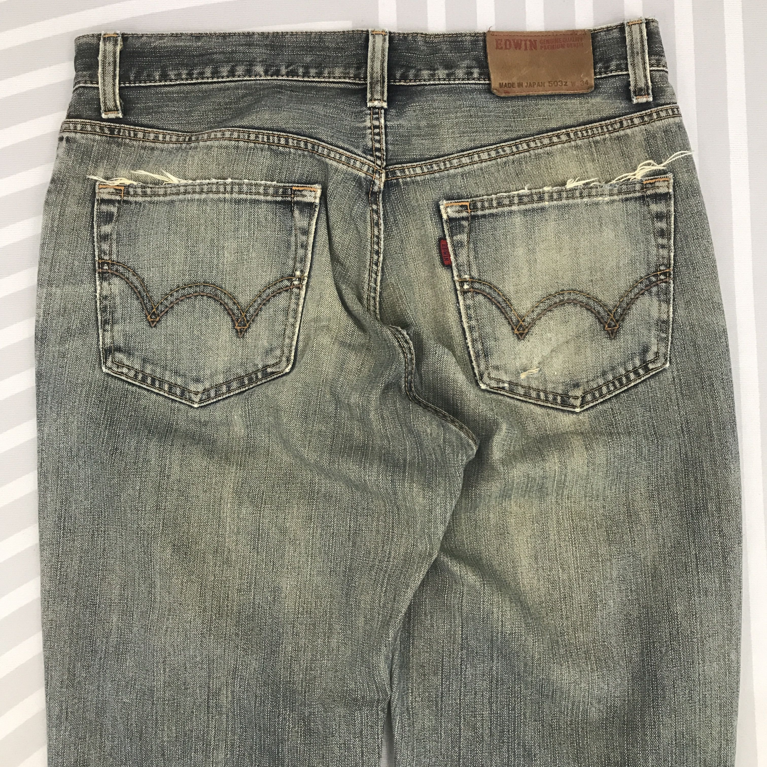 Edwin × Vintage Rusty Denim Edwin 503 Premium Distressed pants Size US 34 / EU 50 - 6 Thumbnail