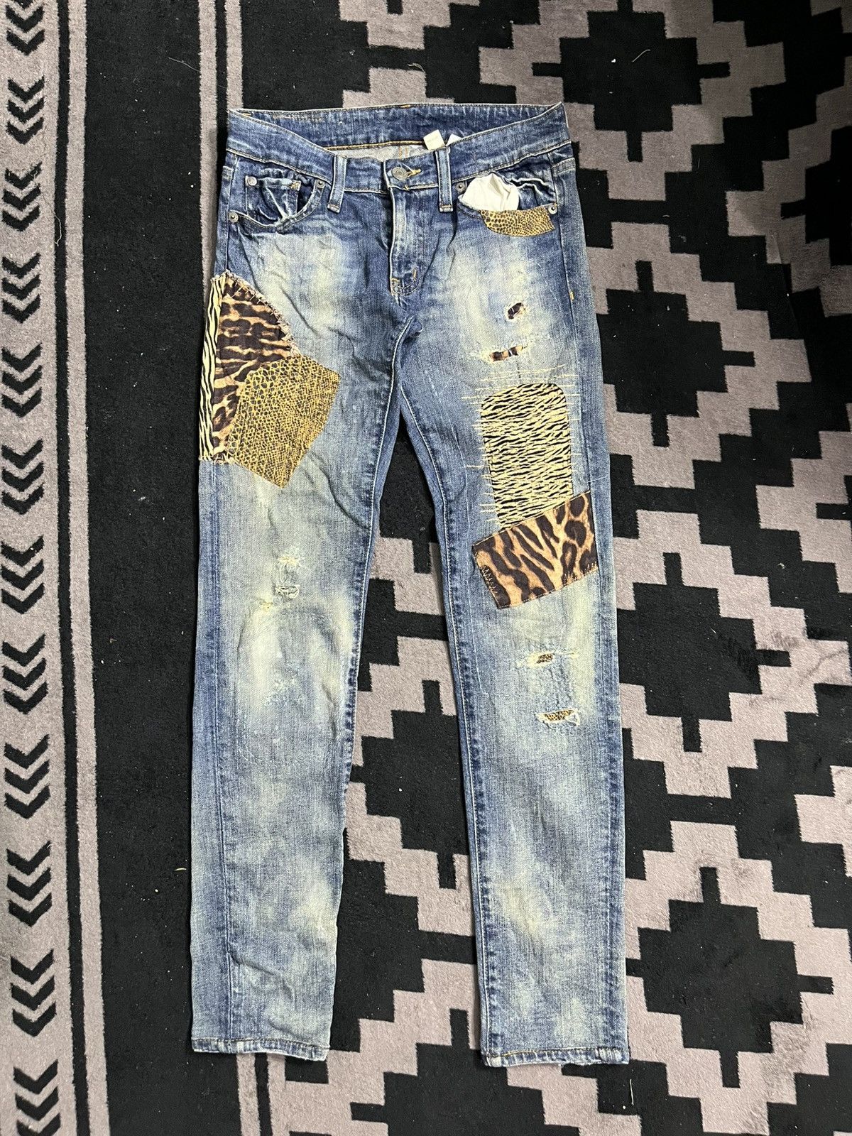Denim & Supply Ralph Lauren Denim & supply sashiko patch leopard distressed jeans Size US 26 / EU 42 - 1 Thumbnail