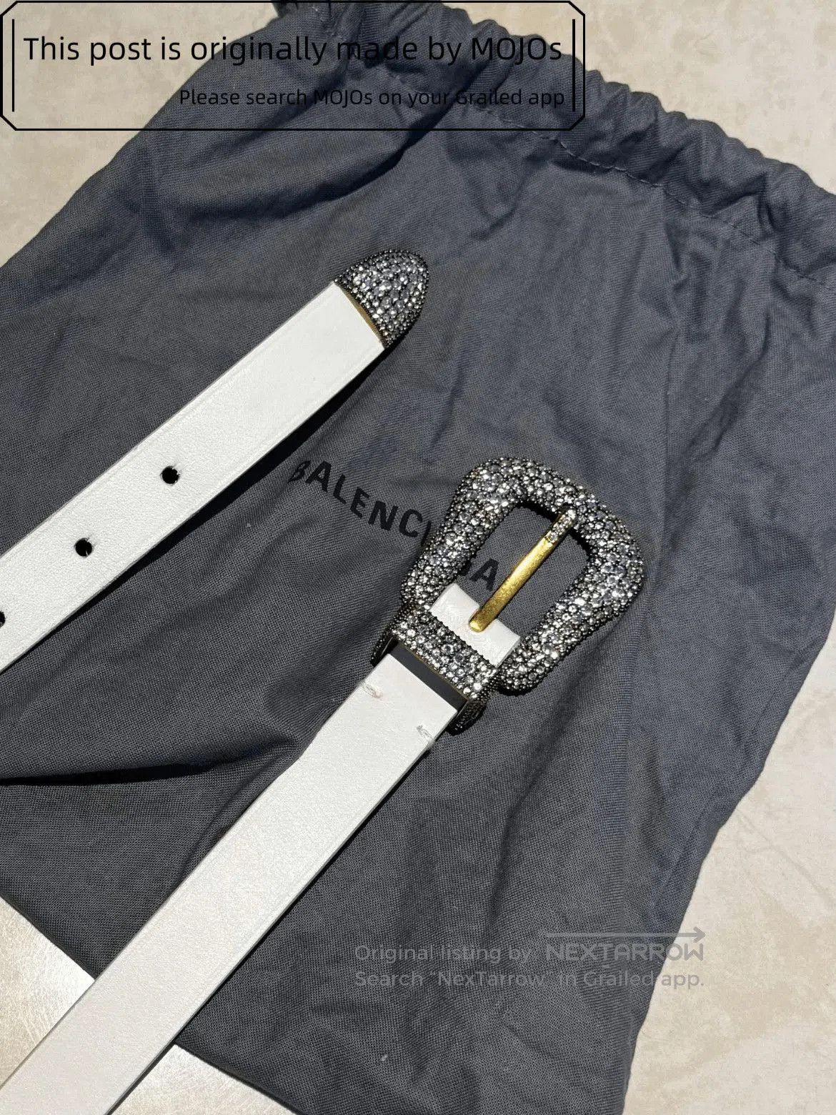 Balenciaga Balenciaga Crystal White Leather Belt. Size ONE SIZE - 4 Thumbnail