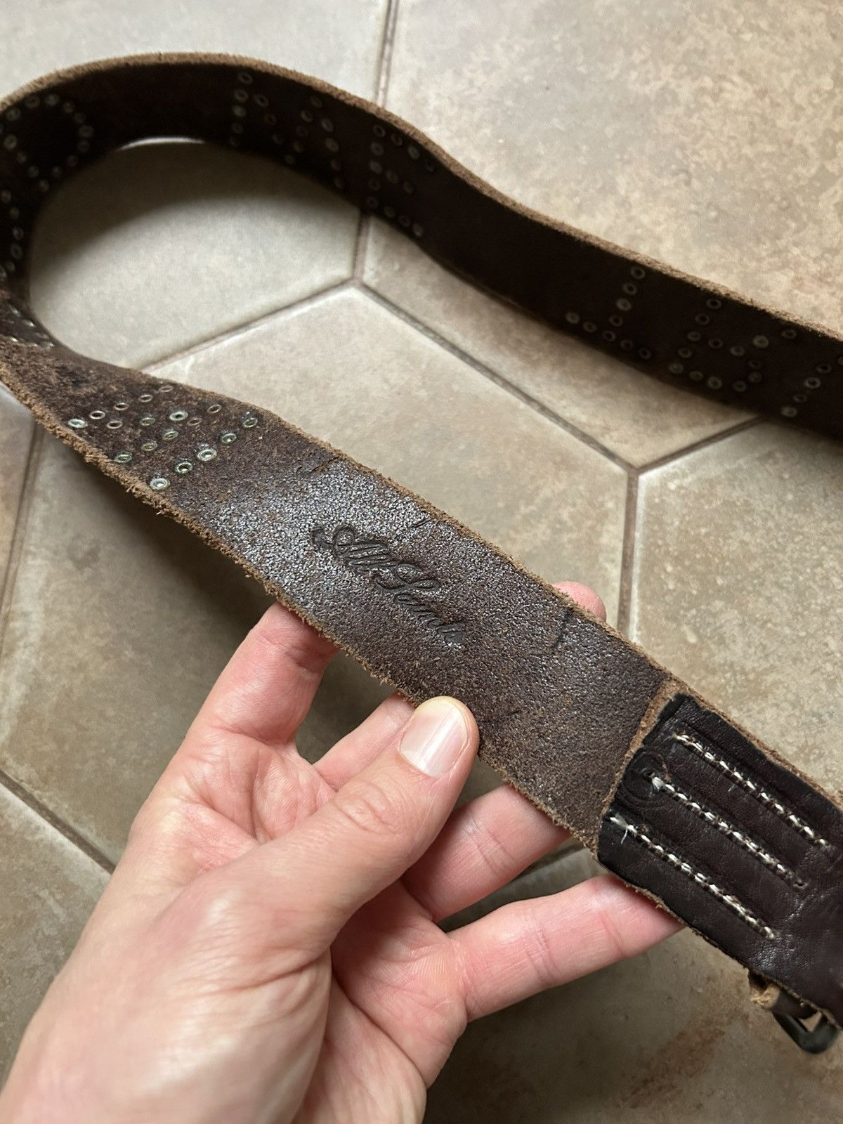 Allsaints Allsaints Leather Belt Brown Big Logo jesus rocks Size ONE SIZE - 5 Thumbnail
