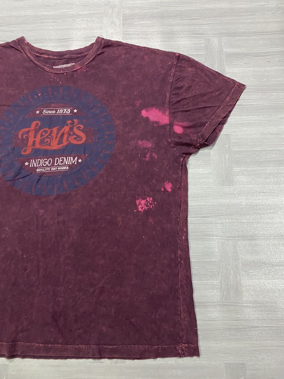 Levi's Levi’s Indigo Denim Distressed Short Sleeve Purple T-Shirt Size US XL / EU 56 / 4 - 5 Thumbnail