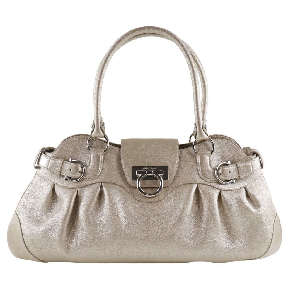 Salvatore Ferragamo Gancini Gold Leather Handbag (Pre-Owned) Size ONE SIZE - 1 Thumbnail