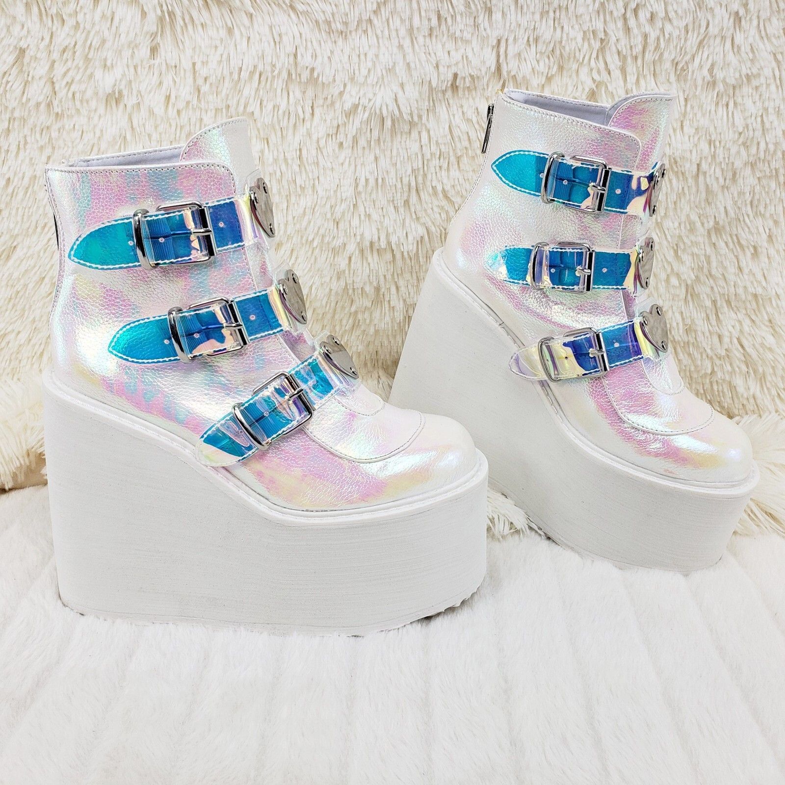 Demonia Cult DEMONIA Swing 105 White Pearl Colorful Effects Ankle Boot 5. Size US 10 / IT 40 - 2 Thumbnail