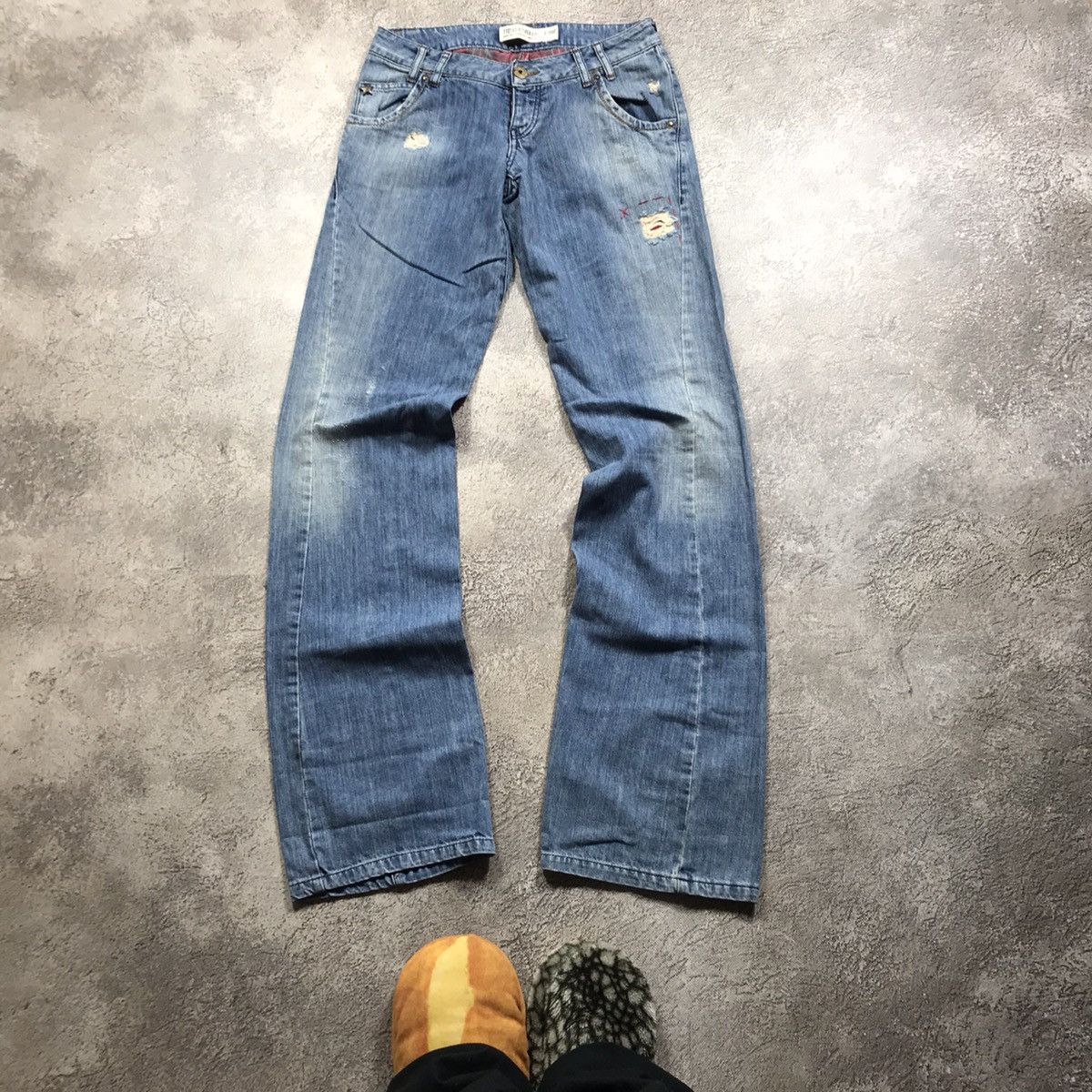 Vintage Vintage Y2K Baggy Distressed Flared Jeans Grunge Skate 29 Size US 29 - 2 Thumbnail