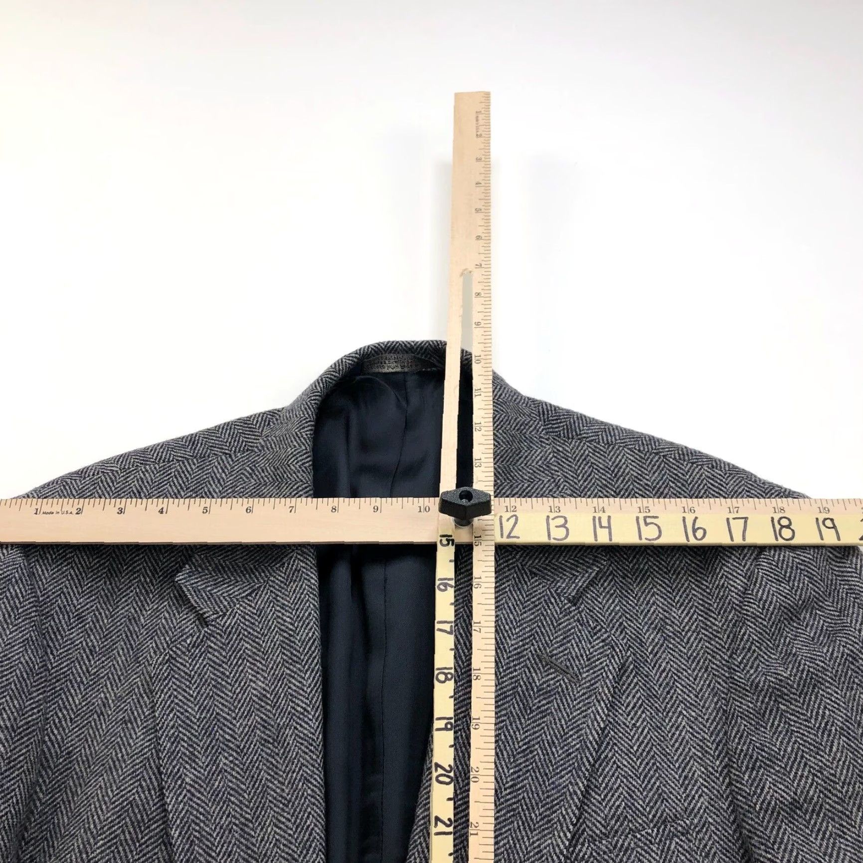 Lands' End Lands' End Sport Coat Jacket Gray Blue Lambswool Herringbone 42R Notch Single-Breasted Wool Men Coat, 2-Button Front, Regular Fit, Dry Clean Only Size US XS / EU 42 / 0 - 5 Thumbnail