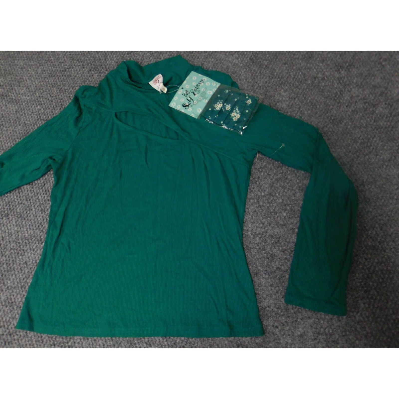 Vintage Self Esteem Blouse Shirt Womens XL Green Long Sleeve Round Neck Pullover Denim Rayon Button Casual Regular Open Vintage No Size XL / US 12-14 / IT 48-50 - 3 Thumbnail