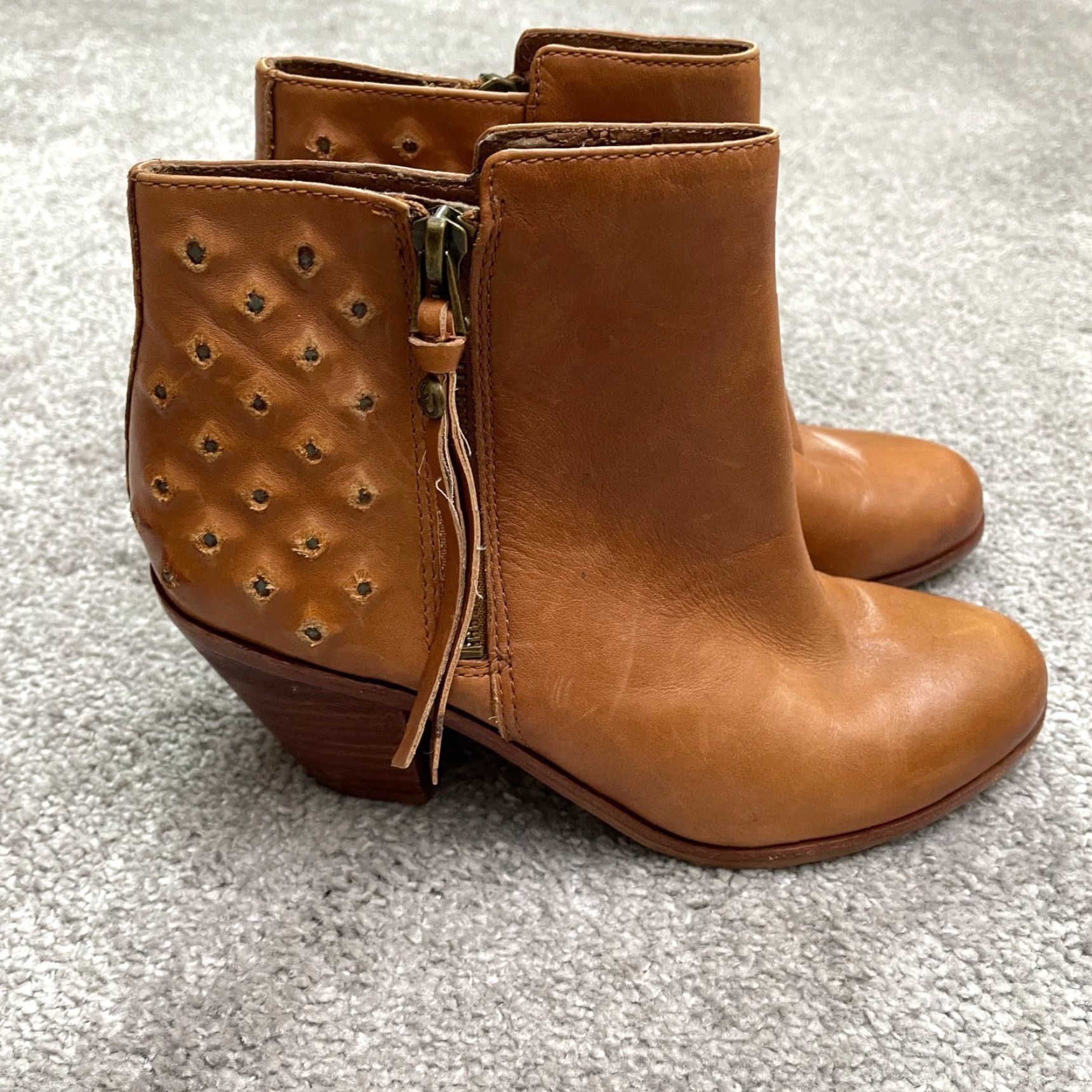 Sam Edelman Sam Edelman Lucille Brown Leather Ankle Boots Womens 6.5 Studded Block Heels Western Style Casual Size US 6 / IT 36 - 2 Thumbnail