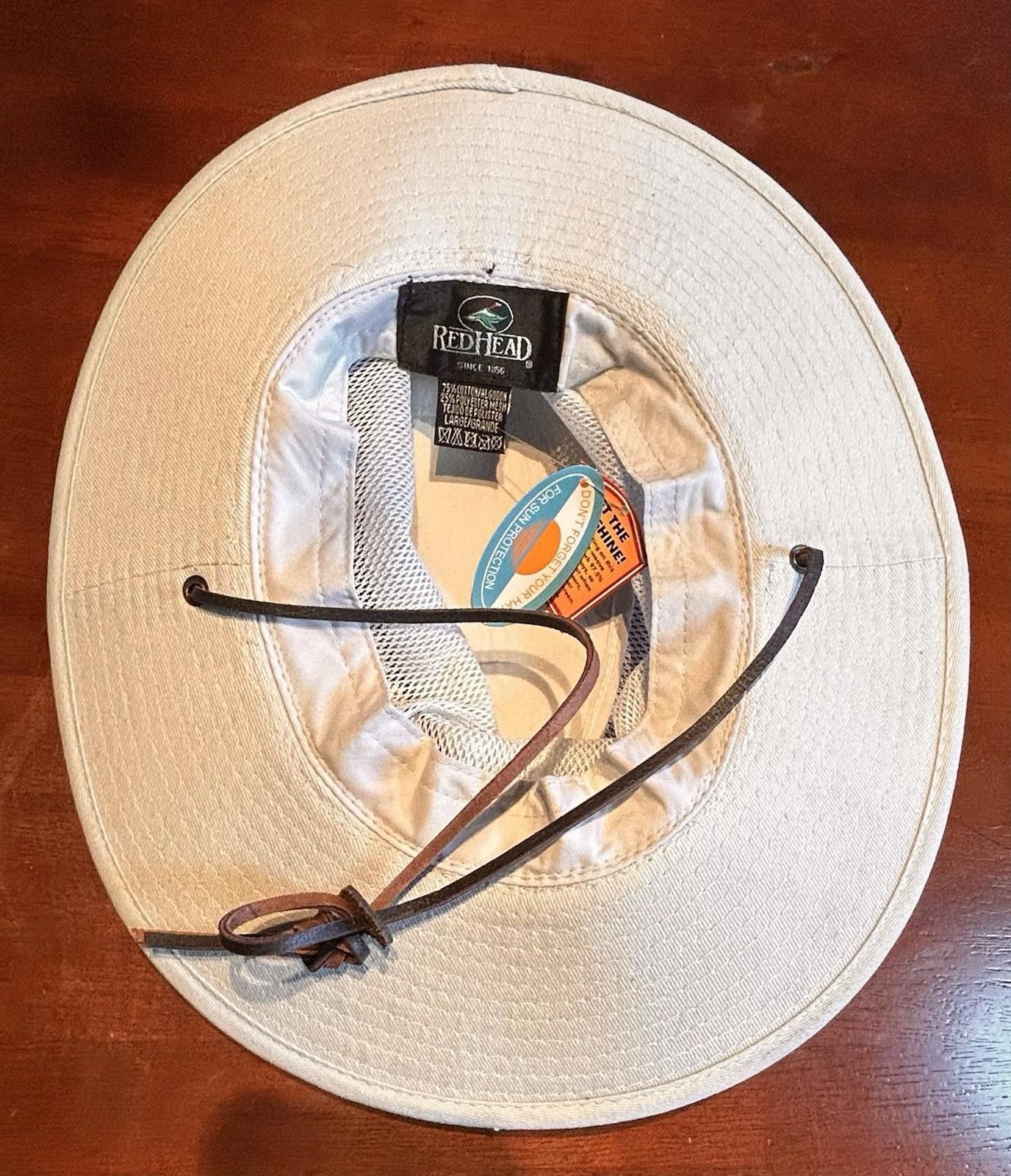 Redhead Red Head Full Brim Tan Bucket Safari Hat Vented Neck Strap Size ONE SIZE - 4 Thumbnail