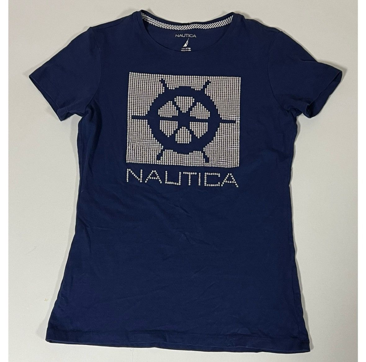 Nautica Nautica Navy Blue Studded Graphic T-Shirt Top Blouse Tee XS⚓️ Size XS / US 0-2 / IT 36-38 - 2 Thumbnail