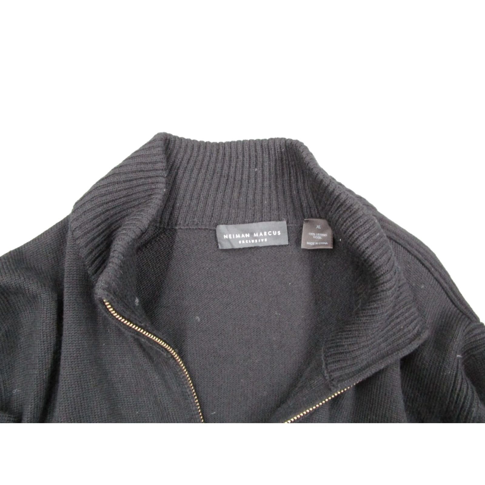 Neiman Marcus Neiman Marcus Exclusive Mens XL Black Merino Wool Full Zip Cardigan Sweater Size US XL / EU 56 / 4 - 2 Thumbnail
