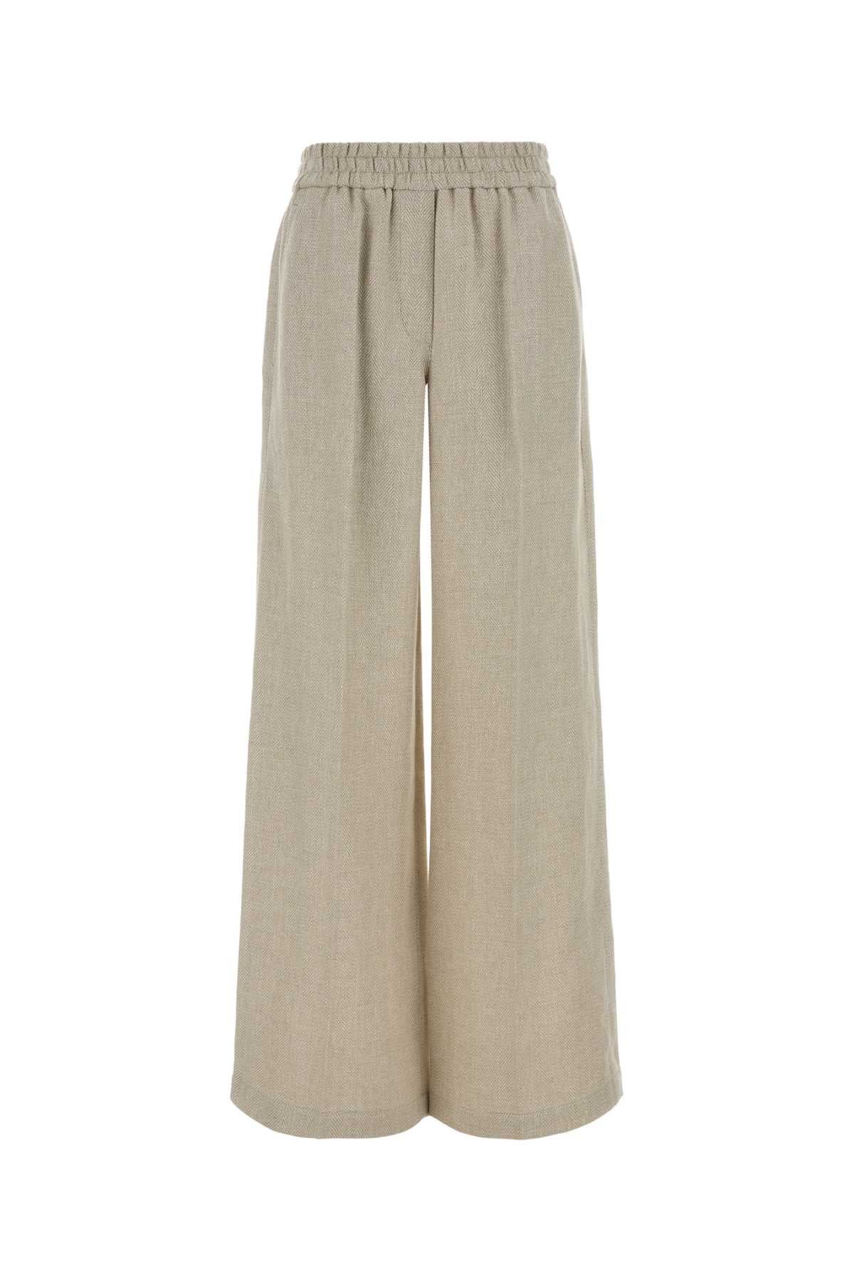 Brunello Cucinelli Melange Beige Linen Blend Wide-Leg Pant Size 30" / US 8 / IT 44 - 1 Thumbnail