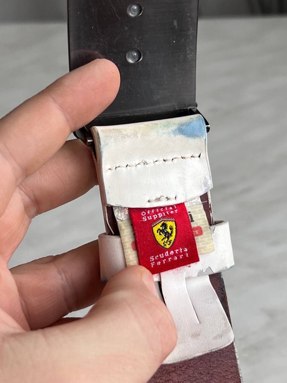 Ferrari × Vintage Vintage Leather Belt Ferrari Logo Y2K Style Size ONE SIZE - 5 Thumbnail