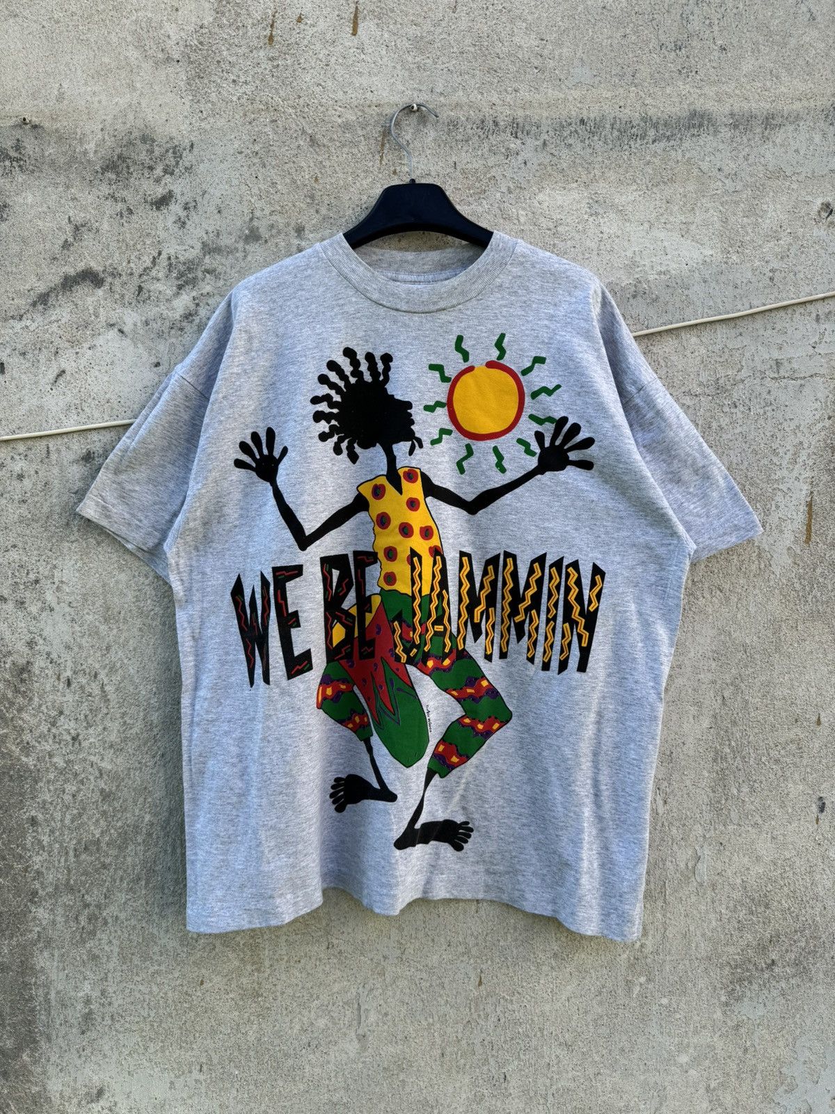 Bob Marley 90s Jamaica We Be Jammin Rastaman Grey Tee Single Stitch XL Size US XL / EU 56 / 4 - 4 Thumbnail