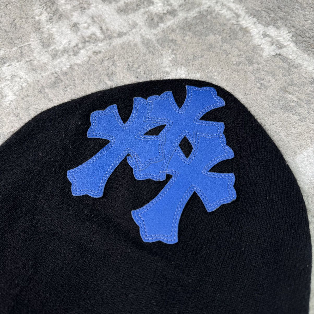 Chrome Hearts Triple cross leather patch cashmere ski mask beanie Size ONE SIZE - 4 Thumbnail