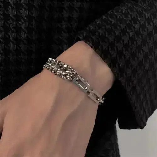 VIBE Layered Stainless Steel Cuba Chain Bracelet Size ONE SIZE - 1 Thumbnail