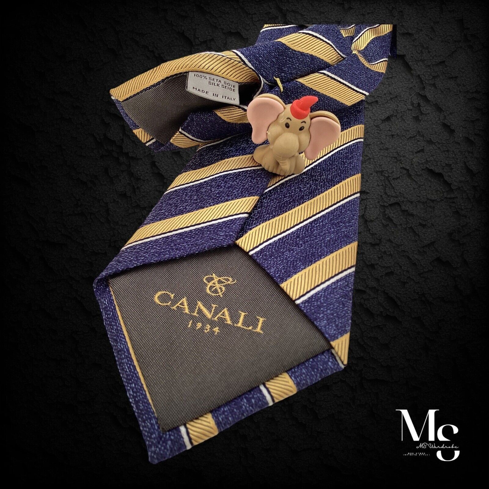 Canali CANALI 1934 Current Blue Yellow Striped Luxury Silk Tie Ital Size ONE SIZE - 4 Thumbnail