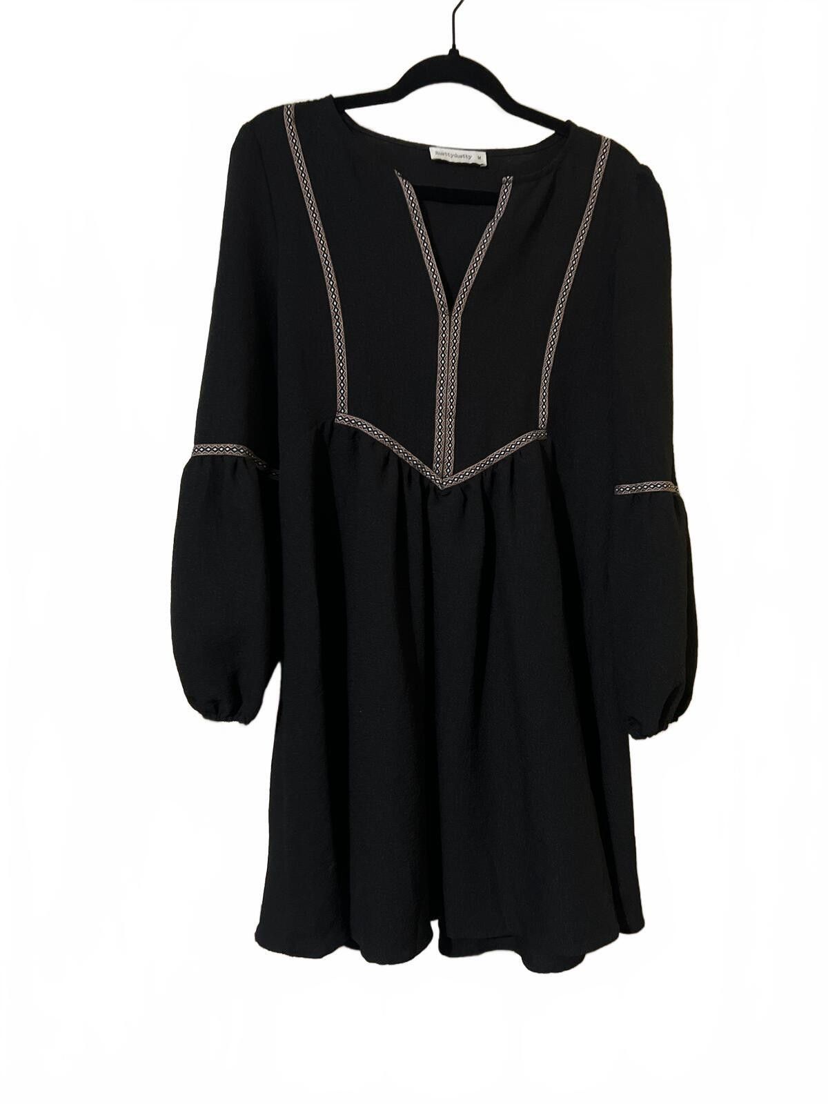 Other Rusty Dusty Black Bohemian Style Dress Embroidered Trim M Size M / US 6-8 / IT 42-44 - 2 Thumbnail