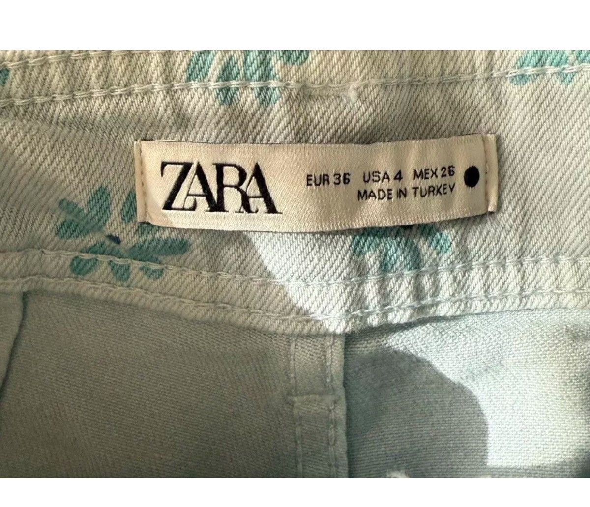 Zara Zara The Marine Straight Floral Wide Leg Jeans Raw Hem 4 LN Size 26" / US 2 / IT 38 - 3 Thumbnail