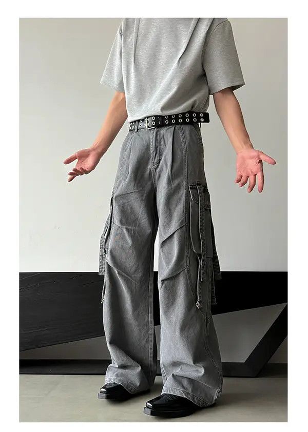Jean Matsuda x Maezo Multi Pocket Gray Pleated Jeans Size US 30 / EU 46 - 1 Thumbnail