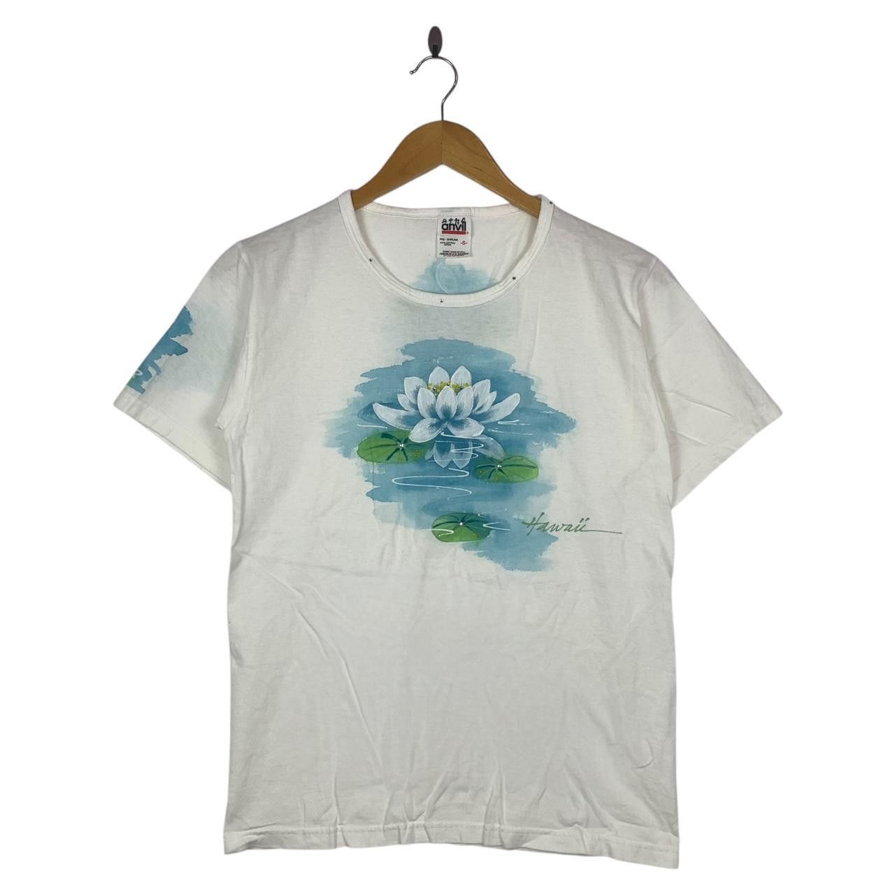 Vintage Vintage HAWAII WHITE LOTUS Painting Illustration Floral Tee Size S / US 4 / IT 40 - 1 Thumbnail