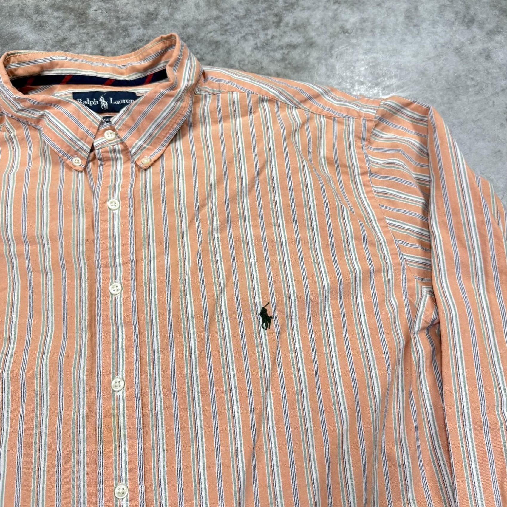 Ralph Lauren Ralph Lauren Shirt Mens 3XLT Orange Striped Button-Down Long Sleeve Pony Logo Size US XXL / EU 58 / 5 - 2 Thumbnail
