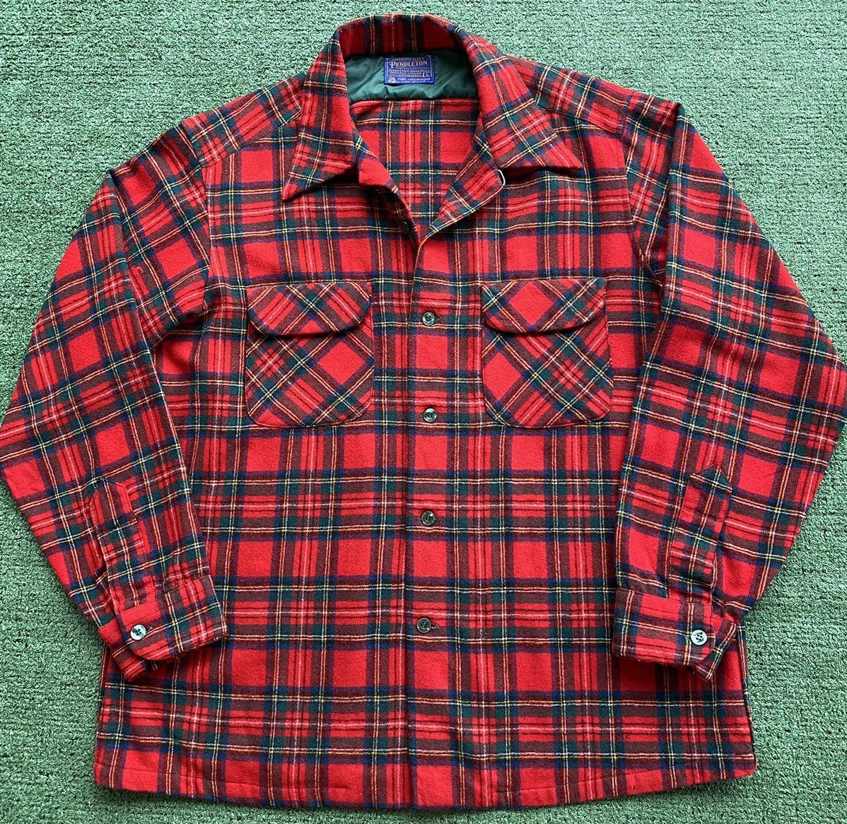 Pendleton VTG 60’s Pendleton Wool Plaid Flap Pocket Loop Collar Sz L Size US L / EU 52-54 / 3 - 1 Thumbnail