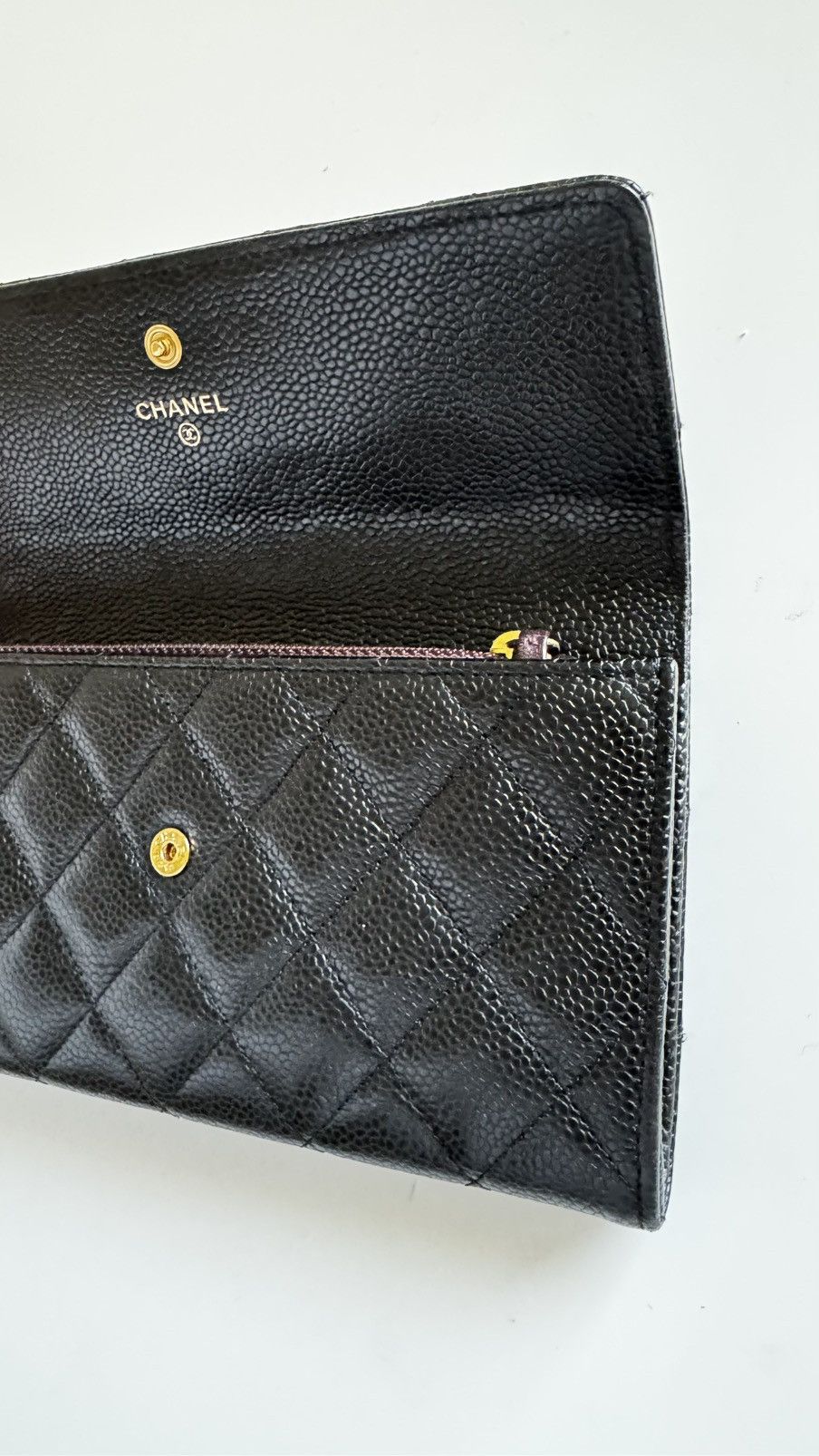 Chanel Chanel Black Quilted Caviar Long Flap Wallet Size ONE SIZE - 4 Thumbnail