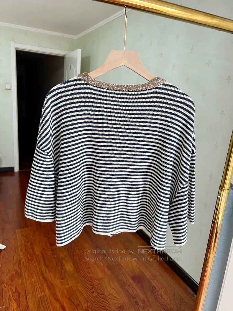 Brunello Cucinelli Brunello Cucinelli 25 Striped Collar Sequin Open Cardigan Size S / US 4 / IT 40 - 4 Thumbnail