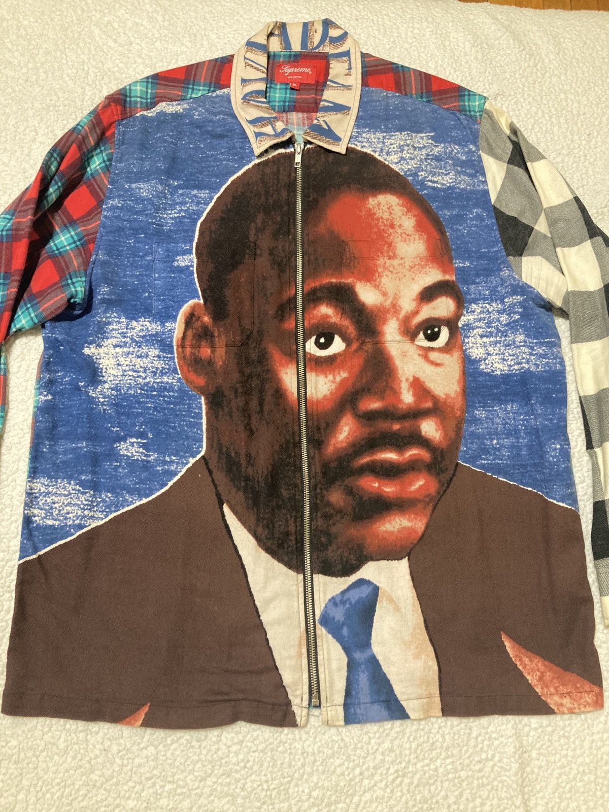 Image of Supreme Mlk Zip Up Flannel Shirt, Men's (Size XL)