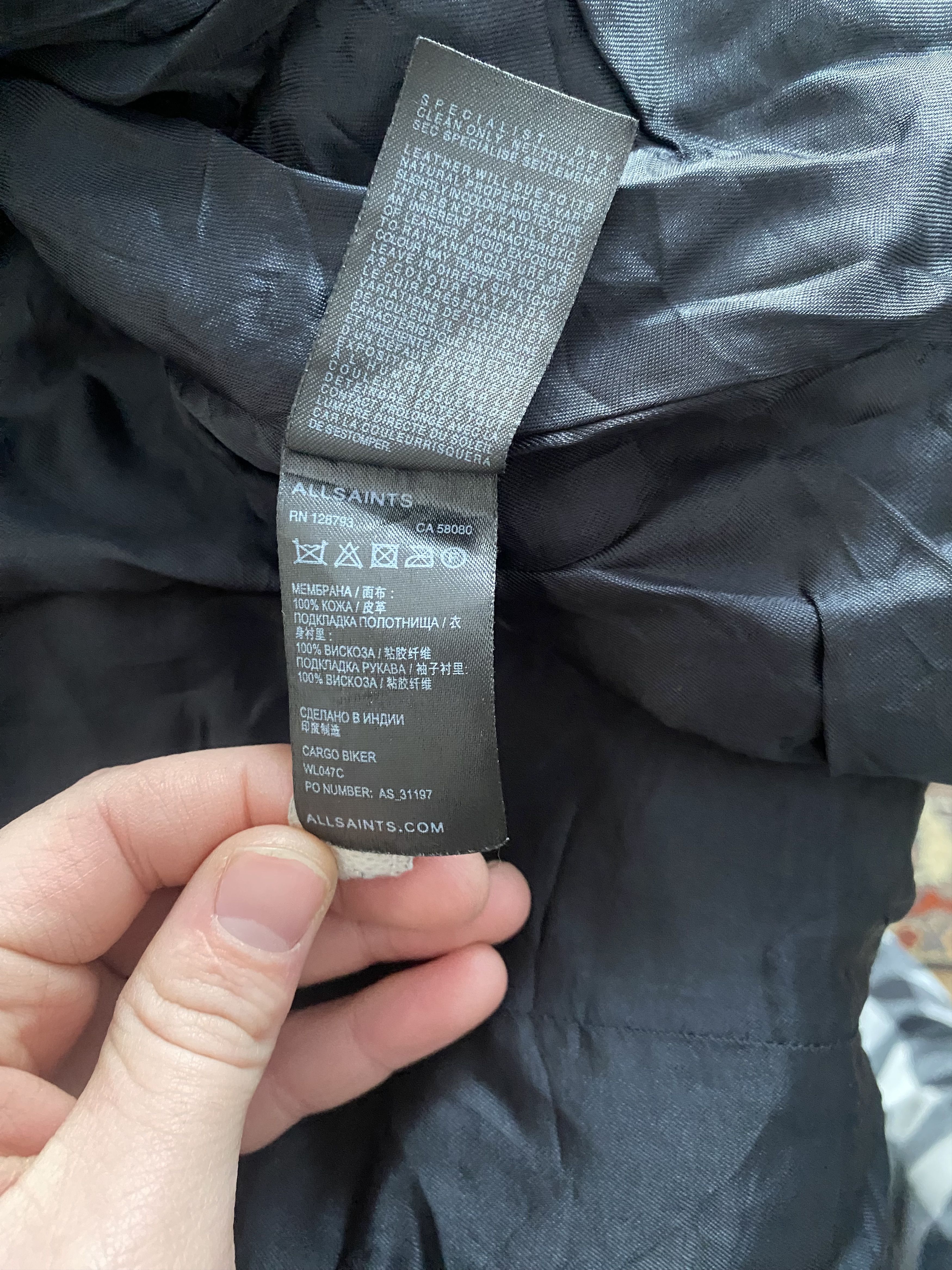 Allsaints AllSaints Cargo Leather Biker Jacket - Distressed Black/Grey Size M / US 6-8 / IT 42-44 - 10 Thumbnail