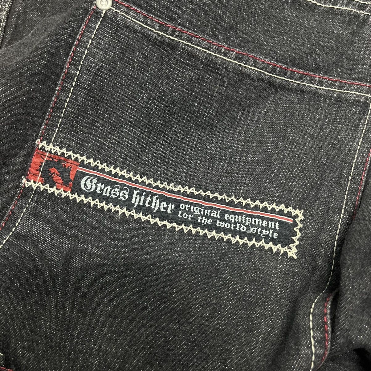 Other Vintage 90s Grass Hither Embroidery Baggy Cargo Black Size US 42 / EU 58 - 9 Thumbnail