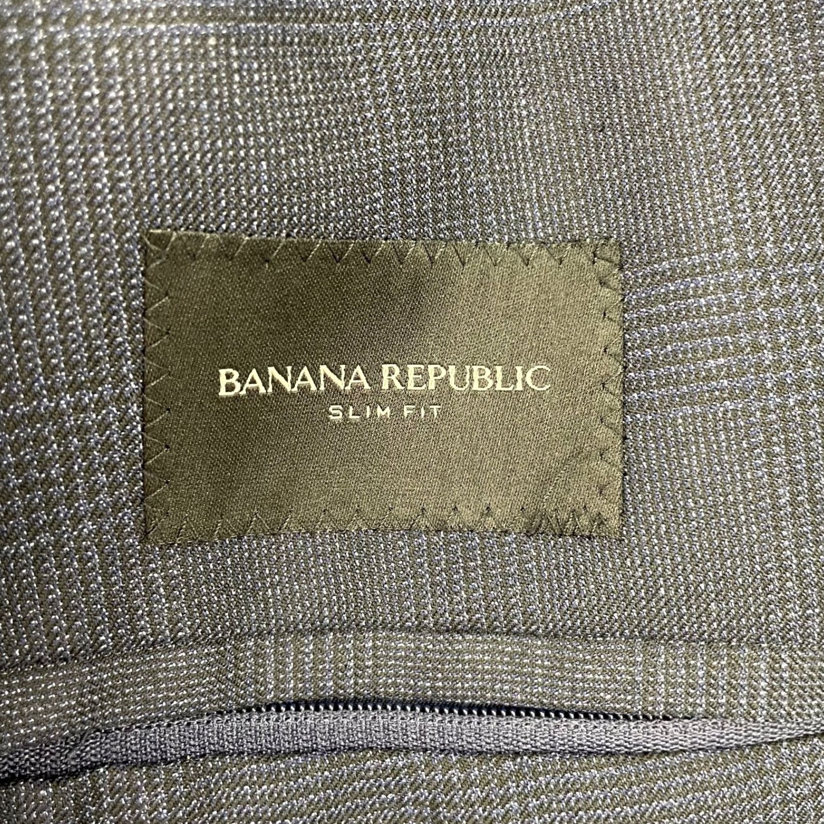 Banana Republic Banana Republic Men's Slim Fit Wool Blend Suit Blue Plaid • 40L 2 Piece Size 40R - 6 Thumbnail
