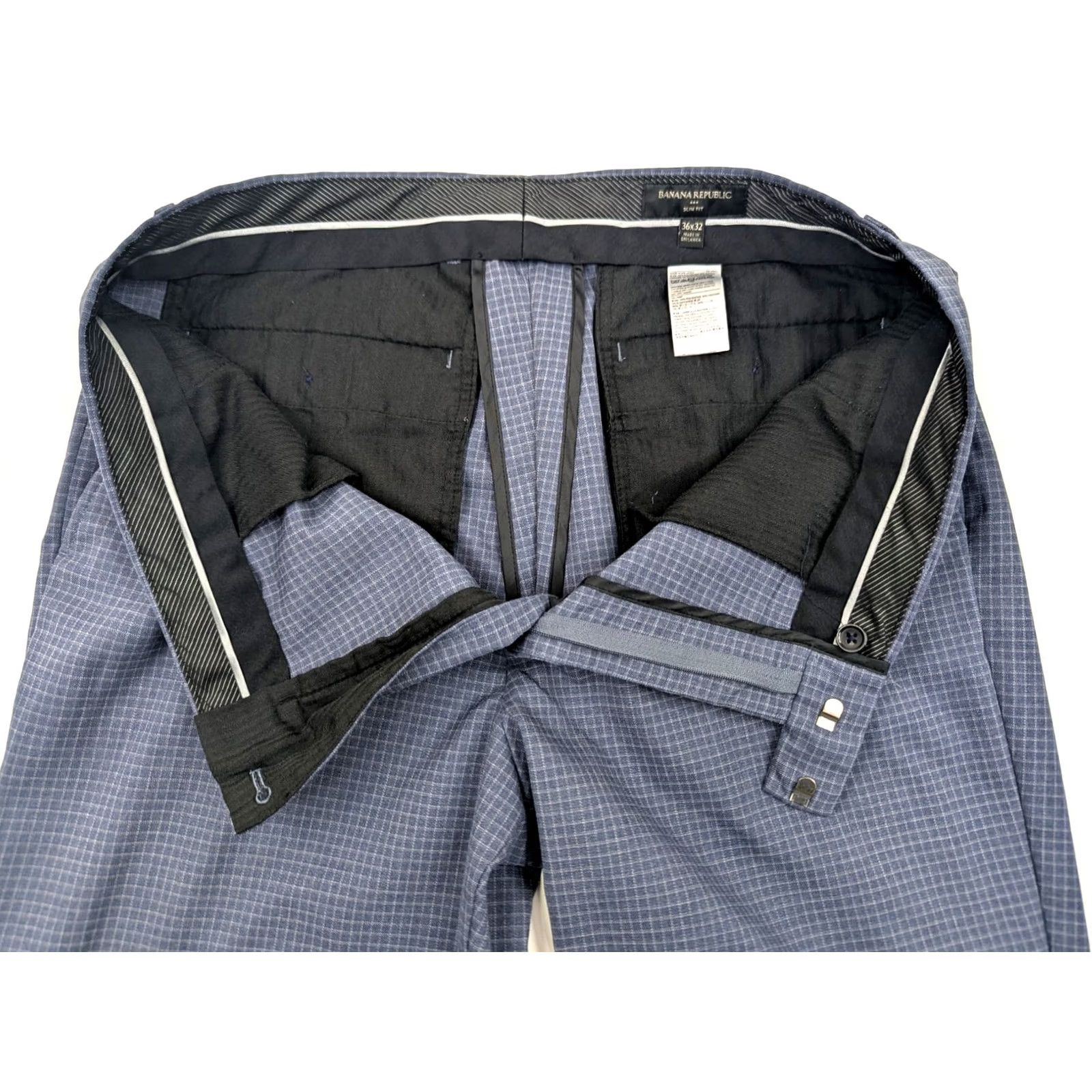 Banana Republic Banana Republic Slim Gingham Check Pants Men 36x31 Slim Fit Tapered Casual Dress Pants Blue Cord Check Pattern Men’s 30s? Size US 36 / EU 52 - 6 Thumbnail