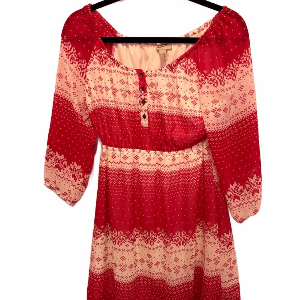 Designer Charming Red & Cream Printed Dress Size S / US 4 / IT 40 - 1 Thumbnail