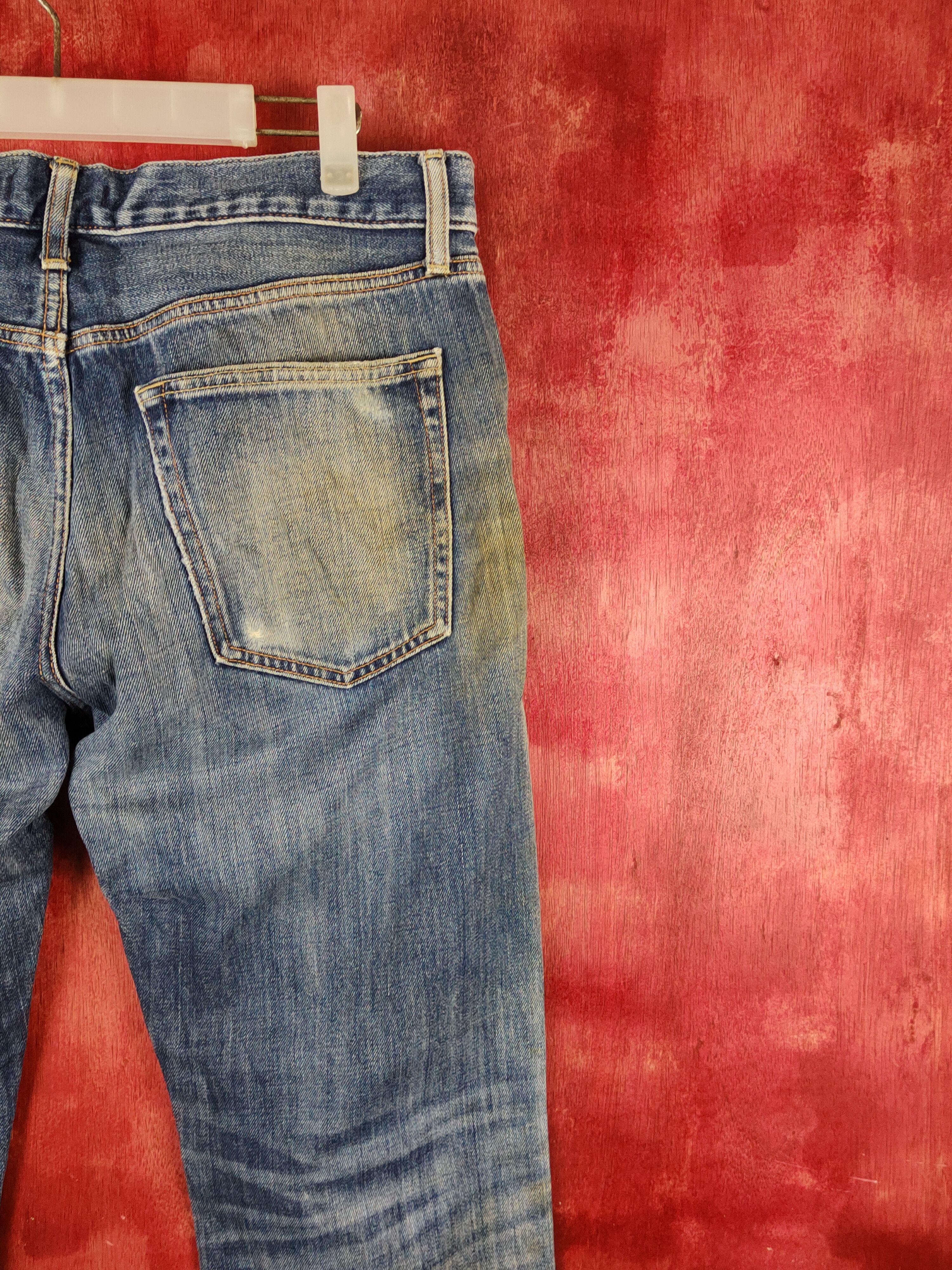 Japanese Brand Uniqlo Blue Faded Distressed Ripped denim Jeans #S2240 Size US 34 / EU 50 - 10 Thumbnail