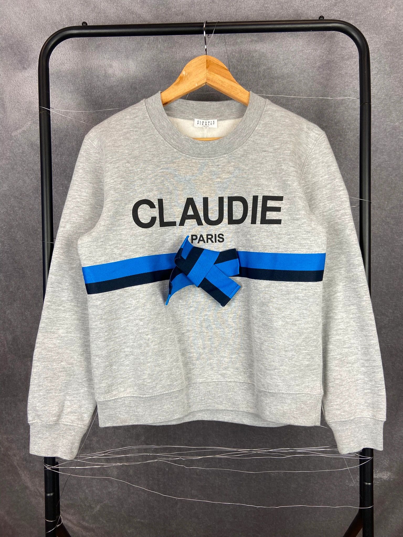 Vintage Claudie Pierlot Paris Grey Sweatshirt Bow Streetwear S Size S / US 4 / IT 40 - 1 Thumbnail