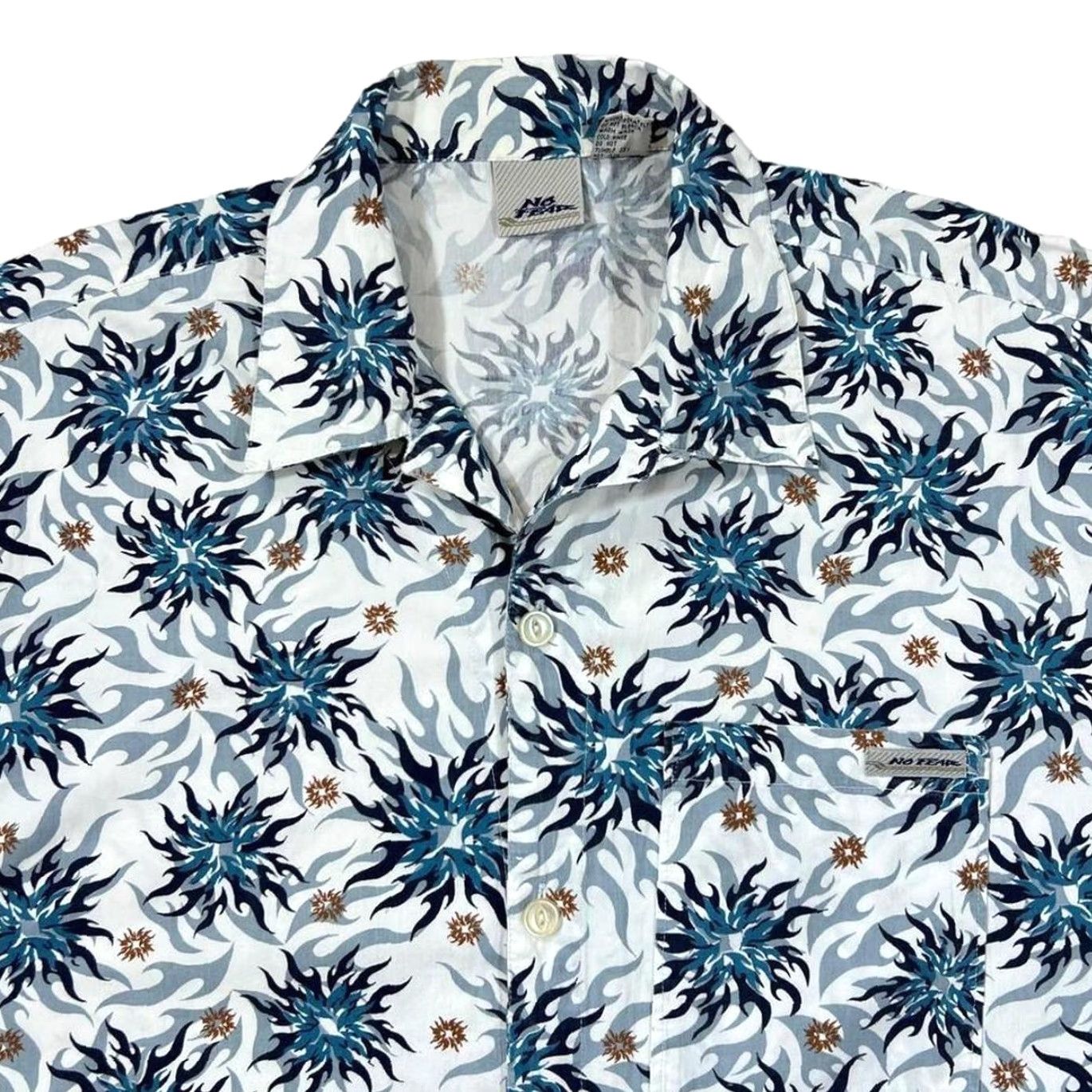 No Fear No Fear Hawaiian Tribal Floral Surfer Skater Graphic Button-Up Shirt L XL Cotton Vintage Casual Men Size US L / EU 52-54 / 3 - 3 Thumbnail