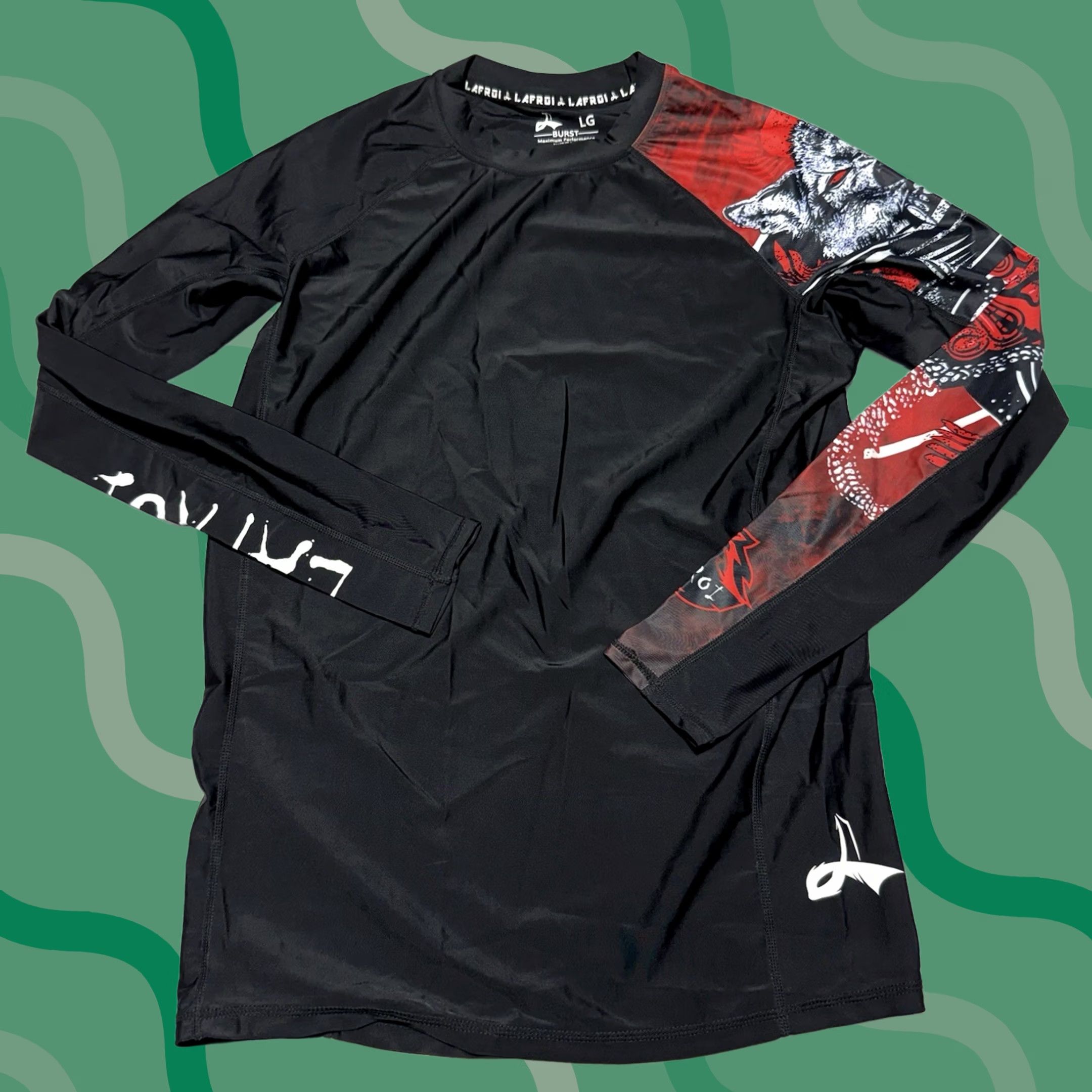 Vintage Lafroi Burst Maximum Performance Shirt Adult Large Black Crew Neck Long Sleeve Compression Fit Slimming Quick Dry Jersey Logo Athletic Size US L / EU 52-54 / 3 - 1 Thumbnail