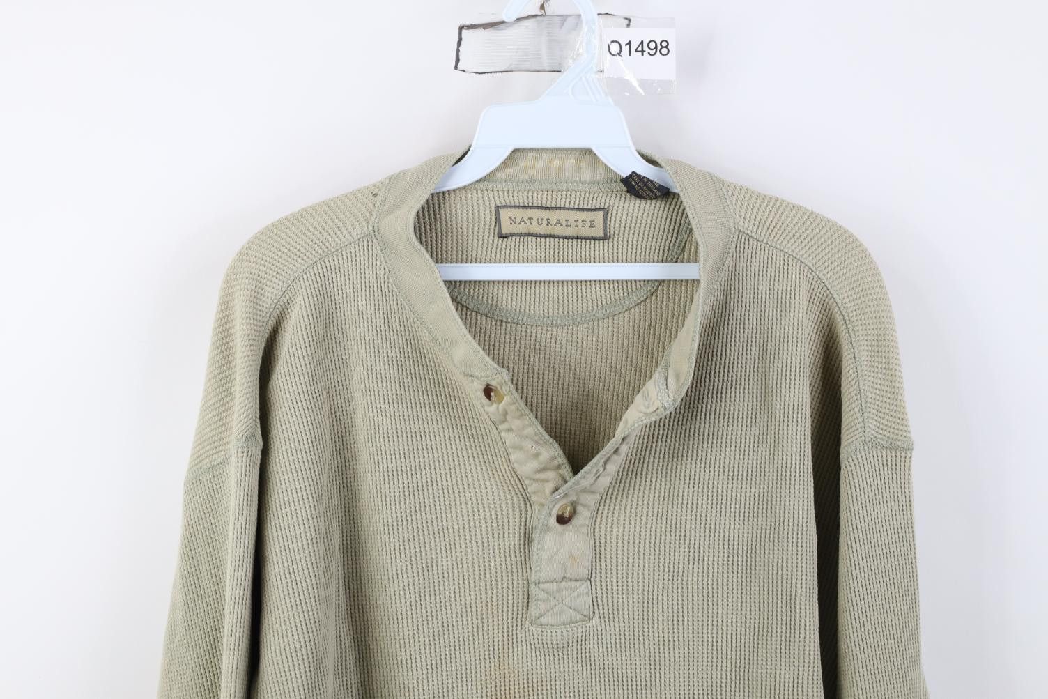 Vintage Vintage 90s Streetwear Thermal Waffle Knit Henley T-Shirt Size US L / EU 52-54 / 3 - 2 Thumbnail