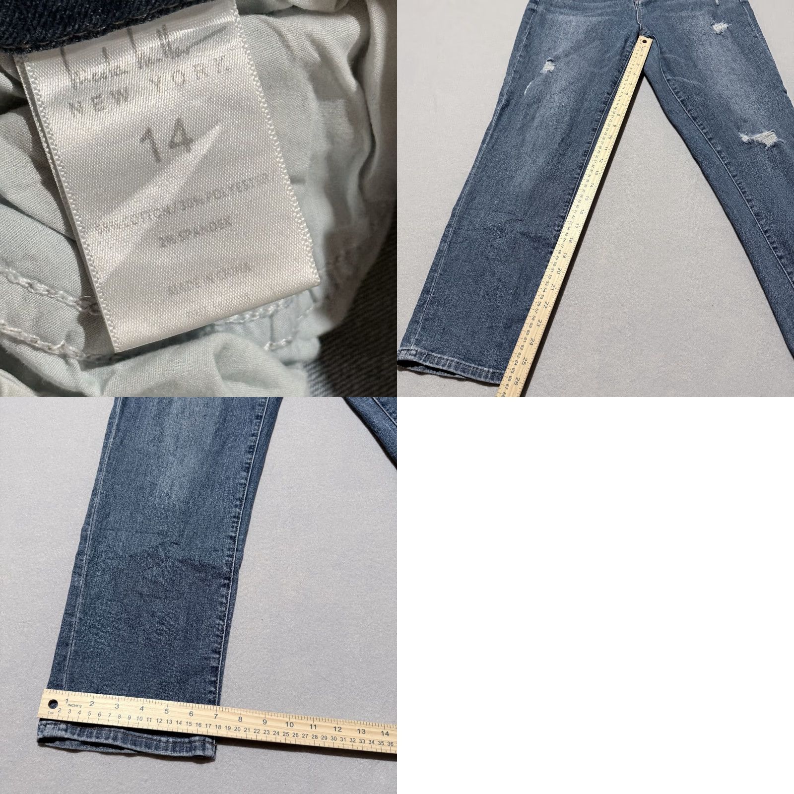 Nicole Miller Nicole Miller Soho High Rise Ankle Skinny Jeans Womens Distressed Zip Fly - 14 Blue Satin? Size 36" / US 14 / IT 50 - 8 Thumbnail