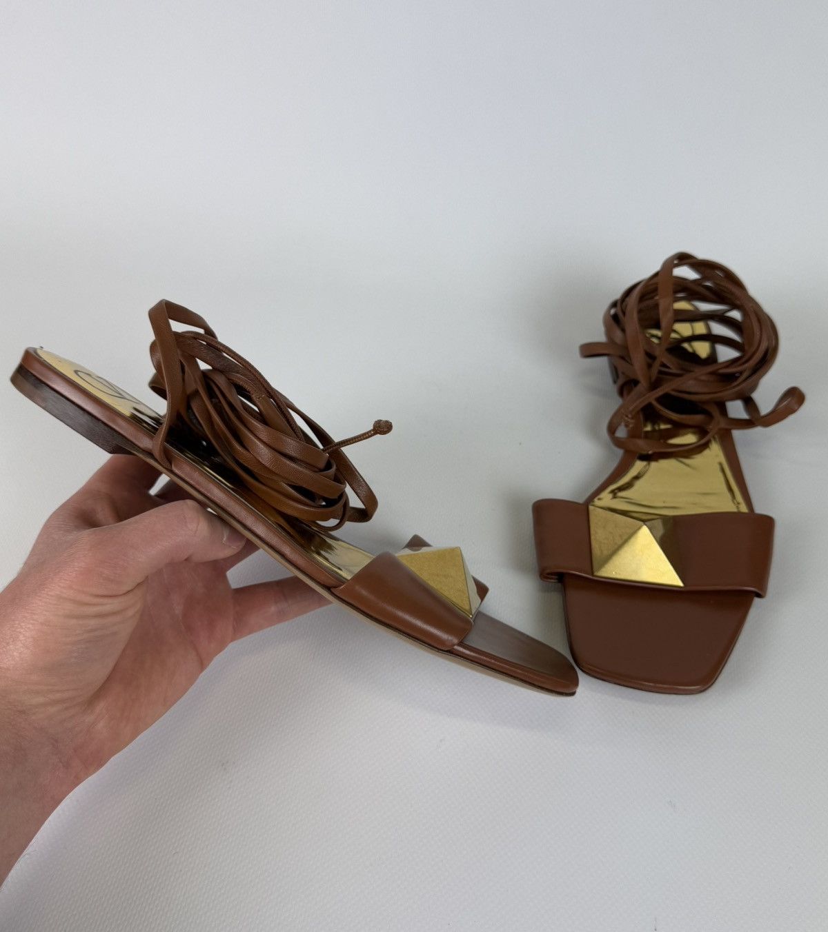 Valentino Valentino Garavani One Stud leather wrap gladiator sandals Size US 9 / IT 39 - 3 Thumbnail