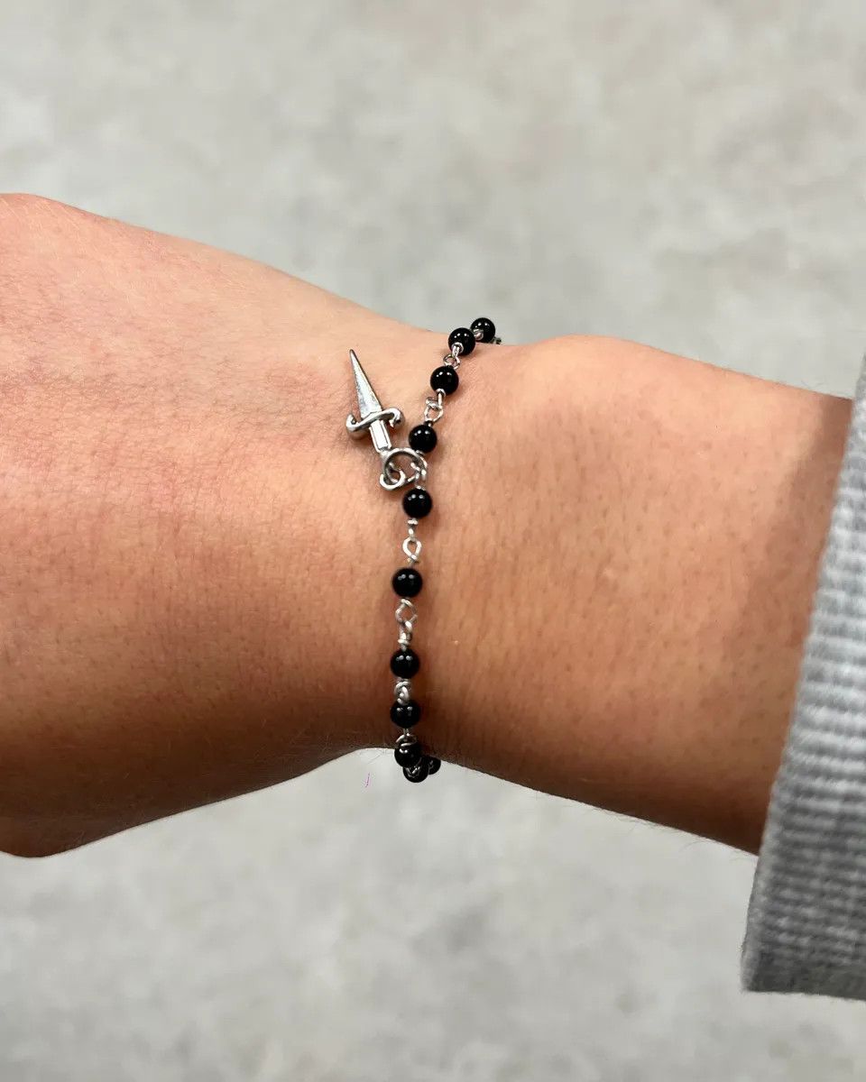 Vintage Cesare Paciotti Black Pearl Spike Charm Bracelet Size ONE SIZE - 3 Thumbnail