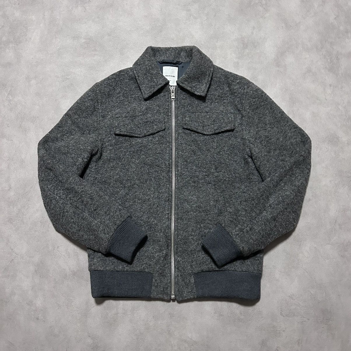 image of Wood Wood Men’S Acton Jacket Full Zip Grey Size:small, Men's