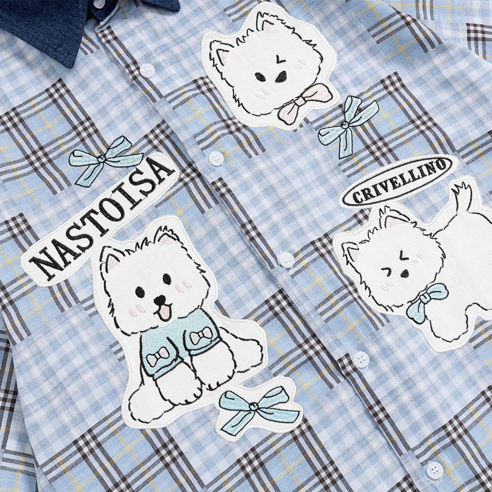 Vintage Men's Hip-Hop Style Plaid Shirt with Cartoon Puppy Design Size US M / EU 48-50 / 2 - 3 Thumbnail