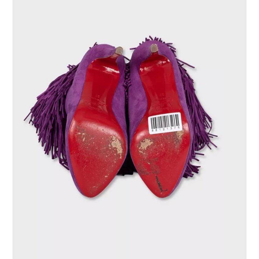 Christian Louboutin Christian Lauboutin Purple Suede Stiletto Fringe Boots Sz.37 Size US 6 / IT 36 - 5 Thumbnail