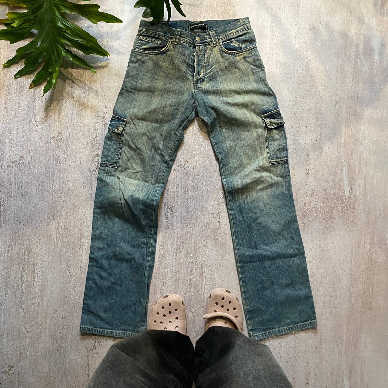 Dolce & Gabbana VINTAGE Y2K DOLCE & GABBANA HYPE FADED RARE CARGO DENIM Size US 29 - 1 Thumbnail