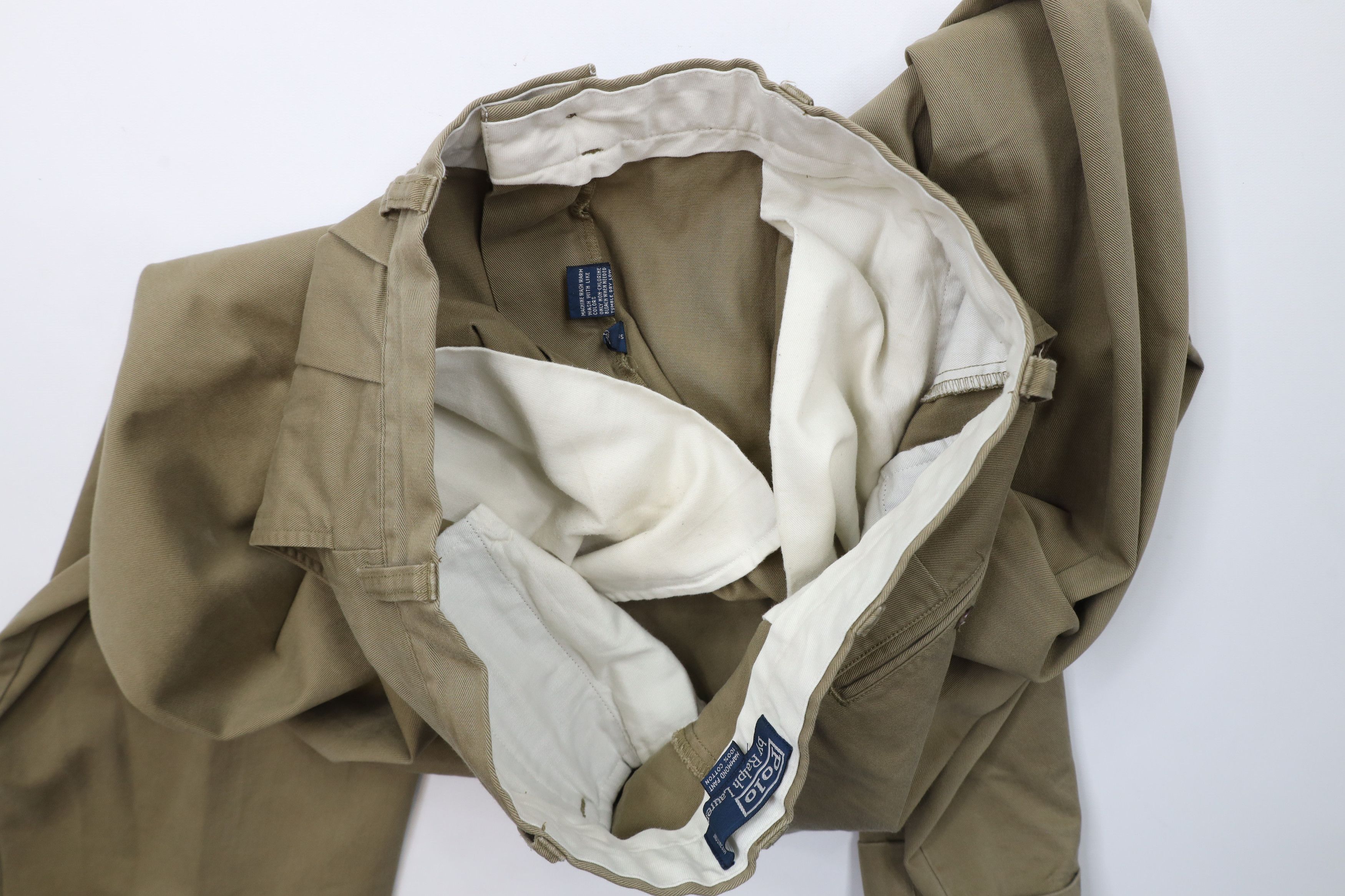 Ralph Lauren Vintage 90s Ralph Lauren Pleated Cuffed Wide Leg Chino Pants Size US 35 - 10 Thumbnail